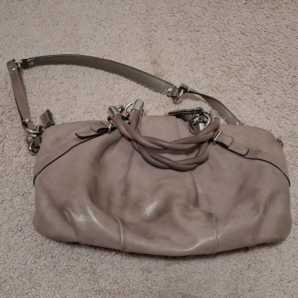 Coach Metallic Taupe Shoulder Bag